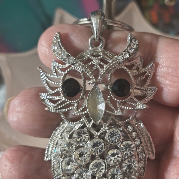 unbranded Jewelry - Silver Tone Owl Bling Purse Charm Or Key Chain Pendant Repurposed Jewelry